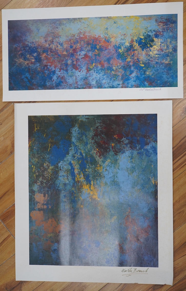 Winston Branch (b.1947), two colour lithographs, Abstract compositions, each signed and limited edition 23/100 and 0/100, largest 62 x 71cm, unframed. Condition - fair